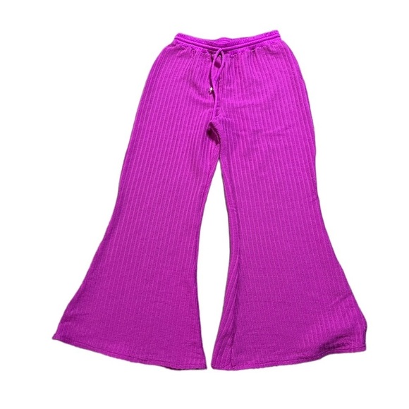 Mauve Womens Flare Wide Leg Beach Pants Knit Elastic Waist “L” on Aglet Size S/M - Picture 1 of 6